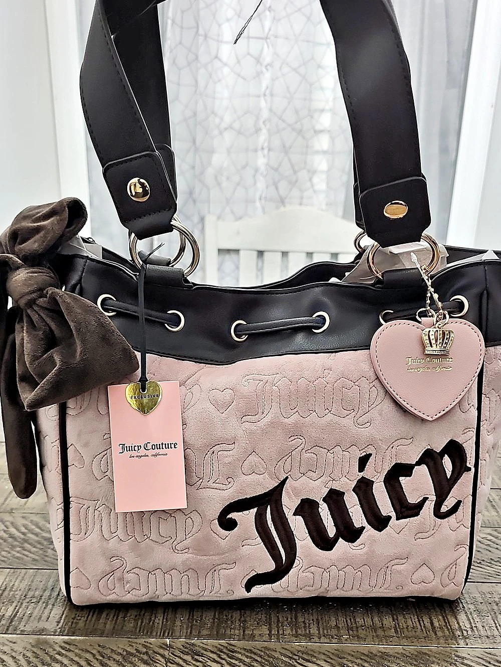 Juicy Couture Vintage Dreams Tote Pink & Black Bag